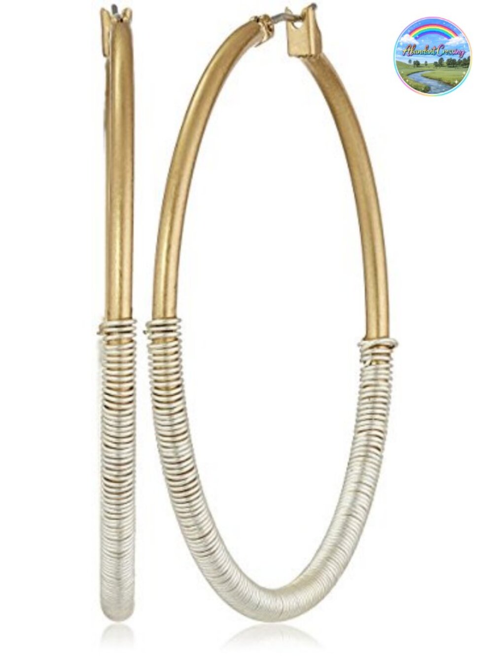 Two-Tone Wire Wrapped Hoop Earrings Click-Top